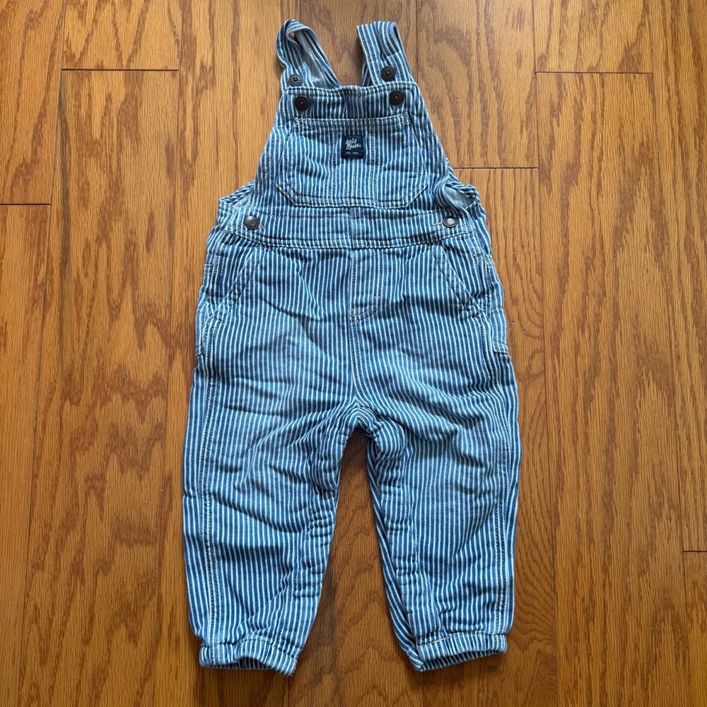 Baby b’gosh Striped Blue White Kids Overalls with Adjustable Straps 24 months